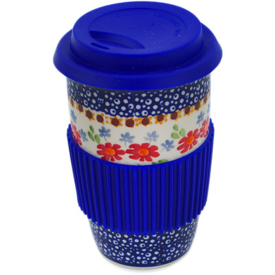 Polish Pottery Travel Coffee Mug Seeds Of Summer UNIKAT