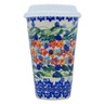 Polish Pottery Travel Coffee Mug Starburst Garland UNIKAT