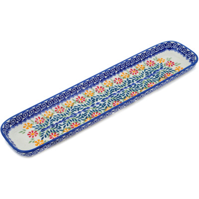 Polish Pottery Tray 16&quot; Wave Of Flowers