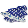 Polish Pottery Tray 9&quot; Peacock Forget-me-not