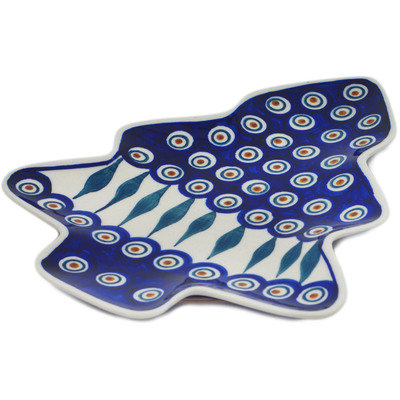 Polish Pottery Tray 9&quot; Peacock