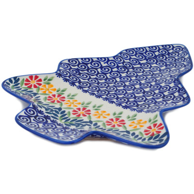 Polish Pottery Tray 9&quot; Wave Of Flowers