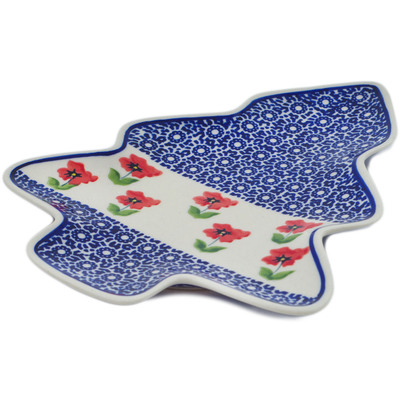 Polish Pottery Tray 9&quot; Wind-blown Poppies