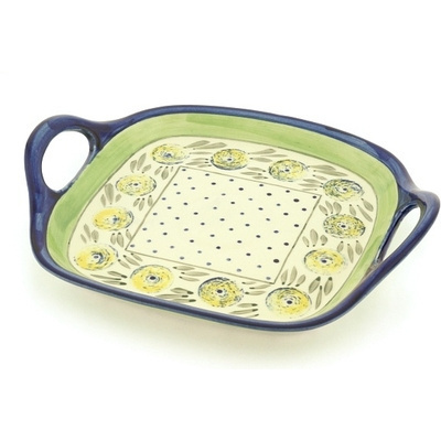 Polish Pottery Tray with Handles 10&quot; Limon Swirl