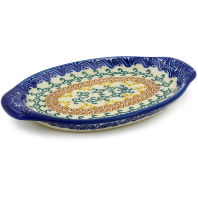 Polish Pottery Tray with Handles 7&quot; Autumn Swirls