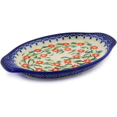 Polish Pottery Tray with Handles 7&quot; Elegant Garland