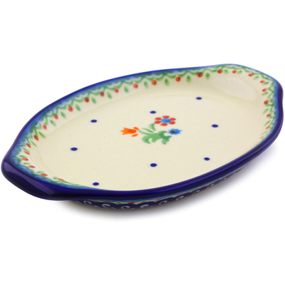 Polish Pottery Tray with Handles 7&quot; Spring Flowers