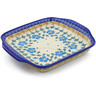 Polish Pottery Tray with Handles 8&quot; Blue Cornflower