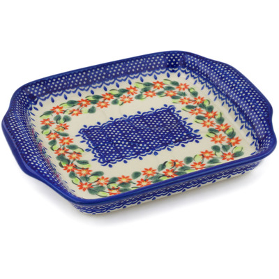 Polish Pottery Tray with Handles 8&quot; Elegant Garland