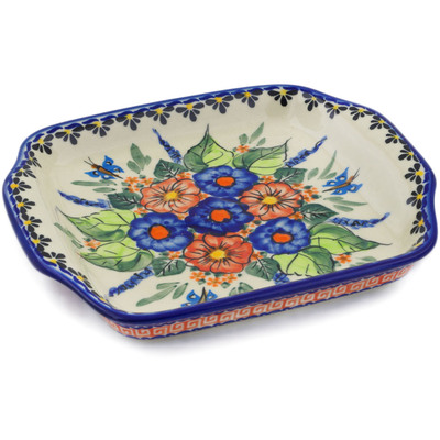 Polish Pottery Tray with Handles 8&quot; Spring Splendor