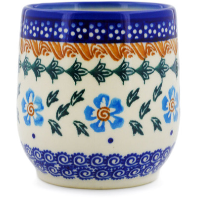 Polish Pottery Tumbler 12 oz Blue Cornflower