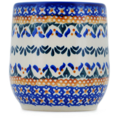 Polish Pottery Tumbler 12 oz Blue Cress