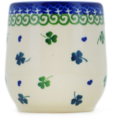 Polish Pottery Tumbler 12 oz Lucky Clovers