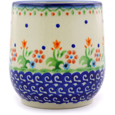 Polish Pottery Tumbler 12 oz Spring Flowers