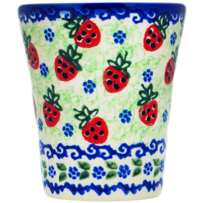 Polish Pottery Tumbler 4 oz Strawberries And Cream UNIKAT