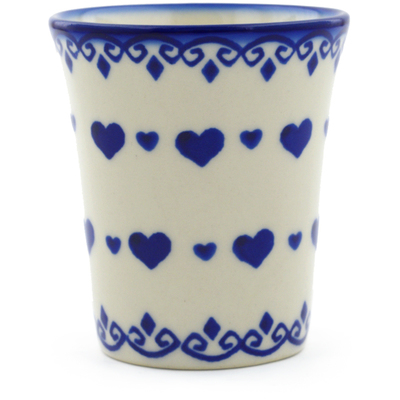 Polish Pottery Tumbler 5 oz Blue Valentine Hearts