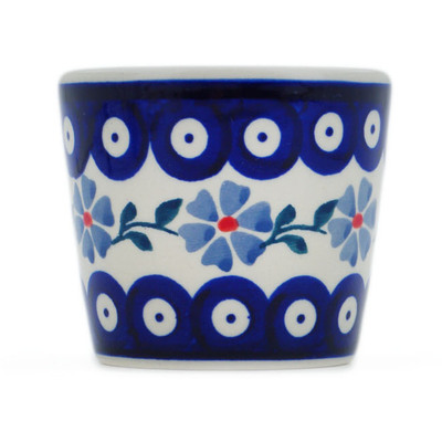 Polish Pottery Tumbler 5 oz Peacock Forget-me-not