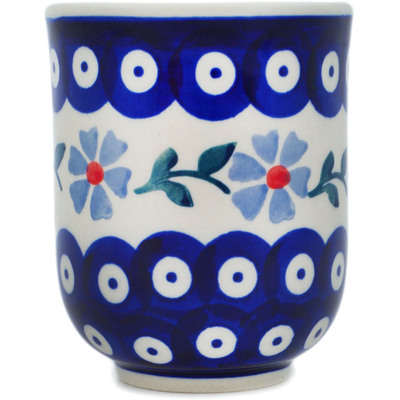 Polish Pottery Tumbler 5 oz Peacock Forget-me-not