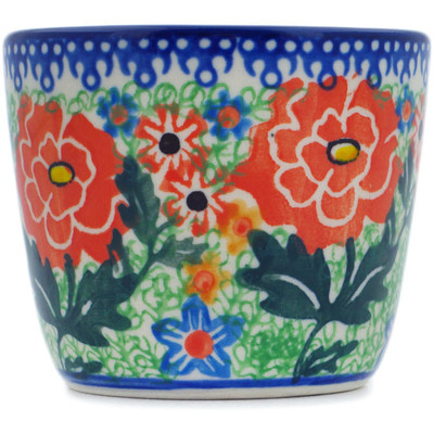 Polish Pottery Tumbler 6 oz Bold Carnation UNIKAT