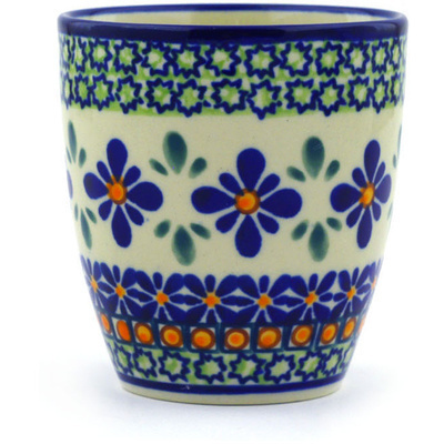 Polish Pottery Tumbler 6 oz Gingham Flowers