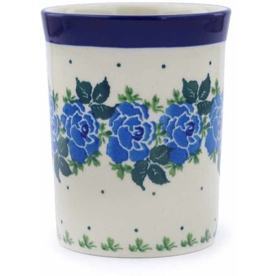 Polish Pottery Tumbler 8 oz Blue Rose
