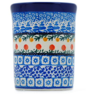 Polish Pottery Tumbler 8 oz Winter Forest UNIKAT