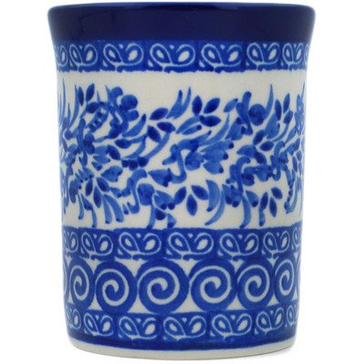Polish Pottery Tumbler 8 oz Wreath Of Blue UNIKAT