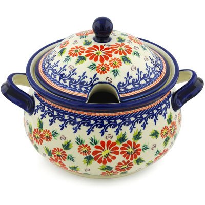 Polish Pottery Tureen 101 oz Poinsettia UNIKAT