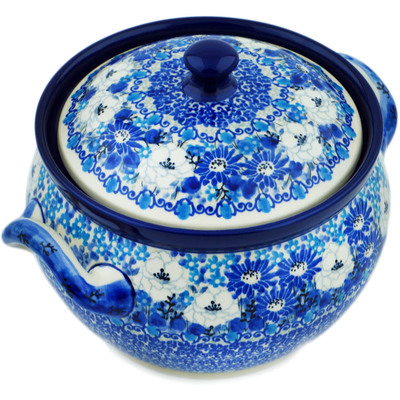Polish Pottery Tureen 55 oz Blue Wildflower Meadow UNIKAT