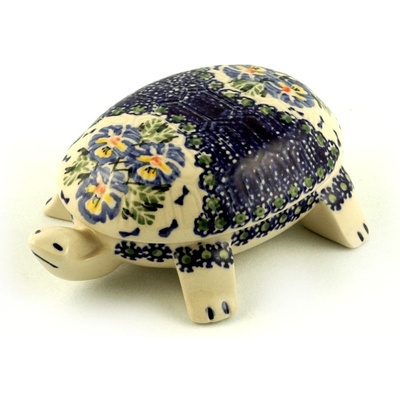 Polish Pottery Turtle Shaped Jar 6&quot; Blue Boutiques