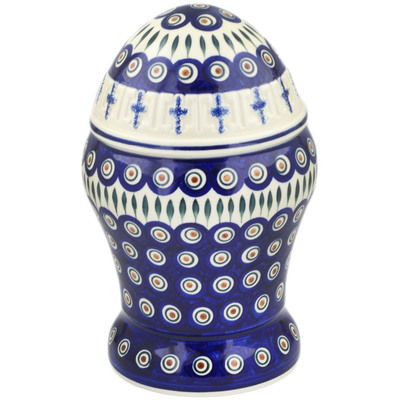 Polish Pottery Urn 12&quot; Blue Peacock