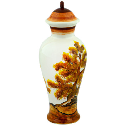 faience Urn 18&quot; Brown Tree