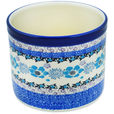 Polish Pottery Utensil Jar 5&quot; Blooming Blues