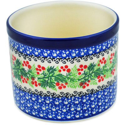 Polish Pottery Utensil Jar 5&quot; Blooming Rowan