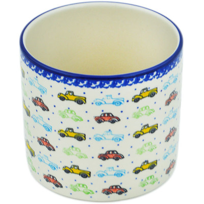 Polish Pottery Utensil Jar 5&quot; Traffic Jam