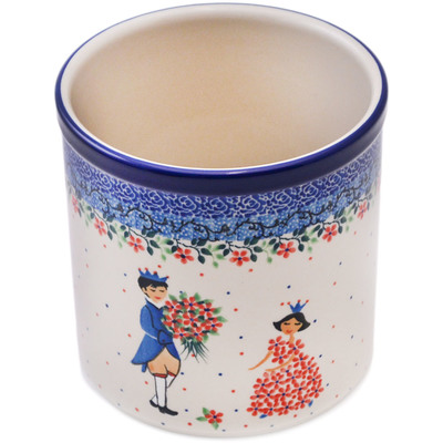 Polish Pottery Utensil Jar 6&quot; A Flower Fairytale UNIKAT