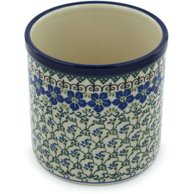 Polish Pottery Utensil Jar 6&quot; Blue Dogwood