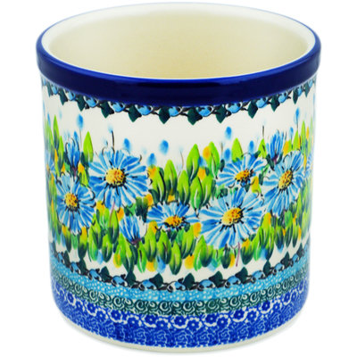 Polish Pottery Utensil Jar 6&quot; Buquet Azul UNIKAT