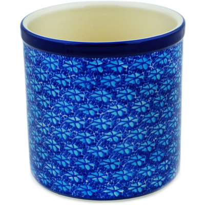 Polish Pottery Utensil Jar 6&quot; Deep Into The Blue Sea