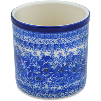 Polish Pottery Utensil Jar 6&quot; Dreams In Blue UNIKAT