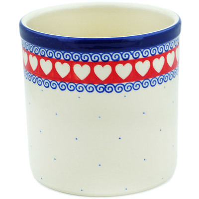 Polish Pottery Utensil Jar 6&quot; Love Struck
