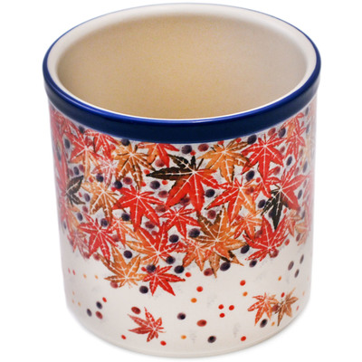Polish Pottery Utensil Jar 6&quot; Perfect Autumn UNIKAT