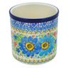 Polish Pottery Utensil Jar 6&quot; Springtime Flowers Bouquet UNIKAT
