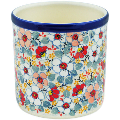 Polish Pottery Utensil Jar 6&quot; Sweet Floral Bliss UNIKAT