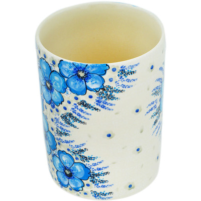 Polish Pottery Utensil Jar 7&quot; Arctic Florescence UNIKAT