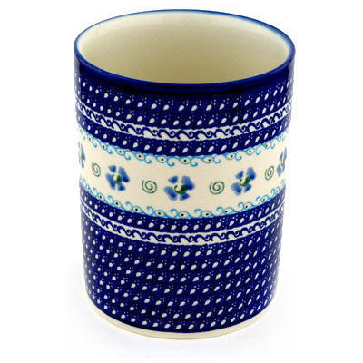 Polish Pottery Utensil Jar 7&quot; Spring Violets
