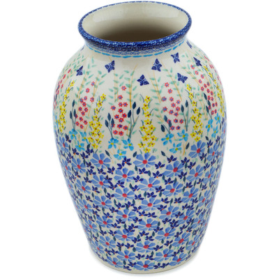 Polish Pottery Vase 10&quot; Breathtaking Butterflies UNIKAT