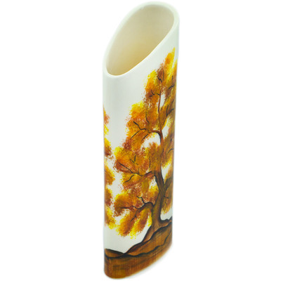 faience Vase 10&quot; Brown Tree