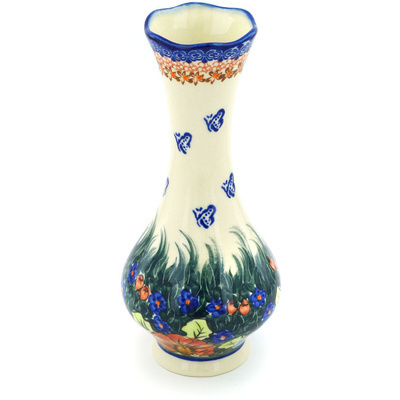 Polish Pottery Vase 10&quot; Butterfly Splendor