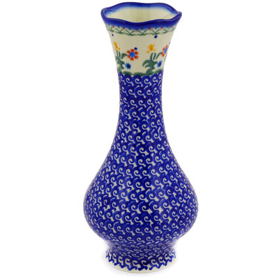 Polish Pottery Vase 10&quot; Spring Flowers